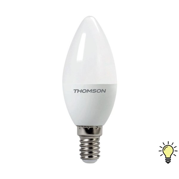 Лампа светодиодная THOMSON 8Вт Е14 свеча 3000К свет теплый