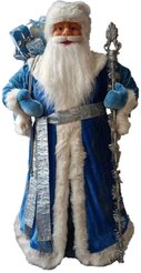 Фигура Дед Мороз голубой шубе с подарками и посохом L54 W43 H101 см