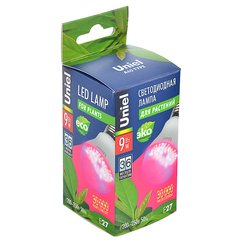 Лампа для роста растений LED-A60-9W/SP/E27/CL ALM01WH красный-синий спектр