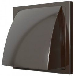 Выход стенной вытяжной с обратным клапаном 150х150 с фланцем D100,ASA,коричневый