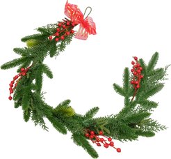 Гирлянда-хвоя искусственная 120см с декором и красным бантом ПЭ SYTT-0925087