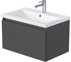 Тумба подвесная TWIN mini 70см антрацит/монолит дарк в комплекте с раковиной