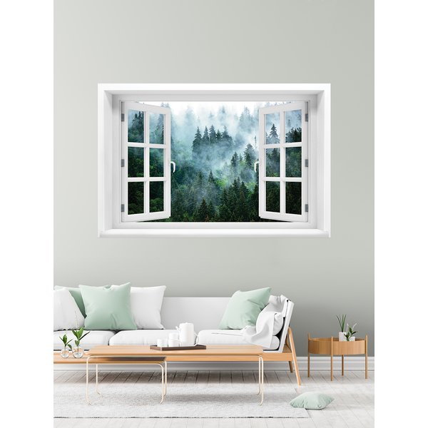 Фотообои Окно с видом на лес 180х119см бумажные