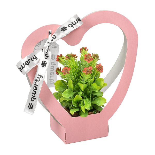 Пакет для цветов Сердце с лентой QWERTY розовый