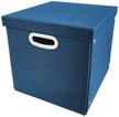 Коробка складная Storidea 32x35x32см с крышкой, картон, ткань, синий