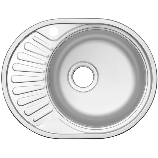 Мойка кухонная врезная Ukinox Фаворит 447х577х160мм круглая, чаша справа, нерж.сталь