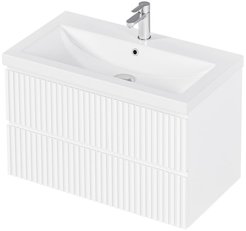 Тумба подвесная MIX 80см белая/relief white с раковиной