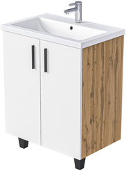 Тумба напольная VEIN 70см дуб вотан/белая аляска в комплекте с раковиной