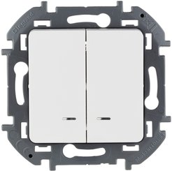 Выключатель 2-клавишный с подсветкой LEGRAND Inspiria 673630 белый