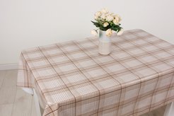 Клеенка Удачная Тартан 130см бежевый, ПВХ