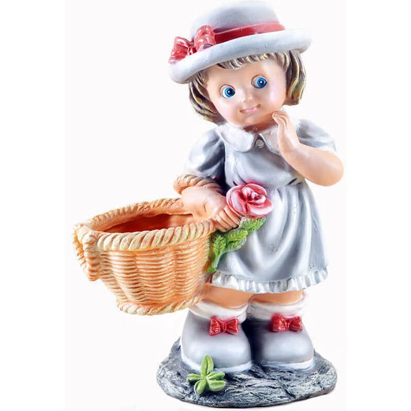 Фигура садовая Девочка с корзиной-кашпо