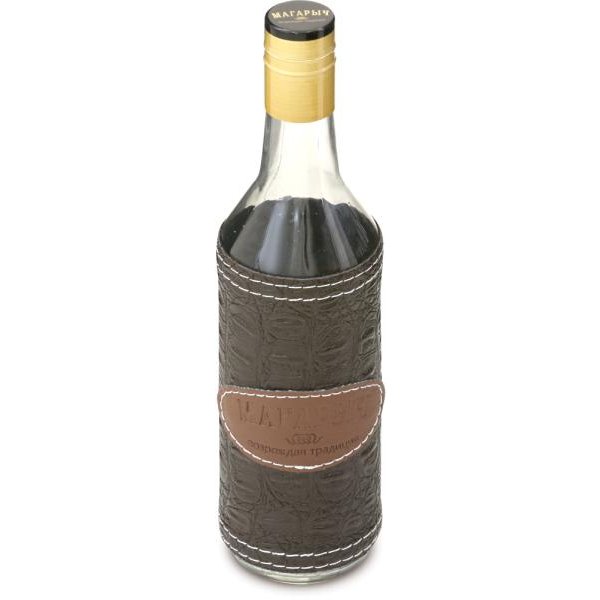 Бутылка Круглая 0,5л чехол экокожа коричневый+колпачок Магарыч