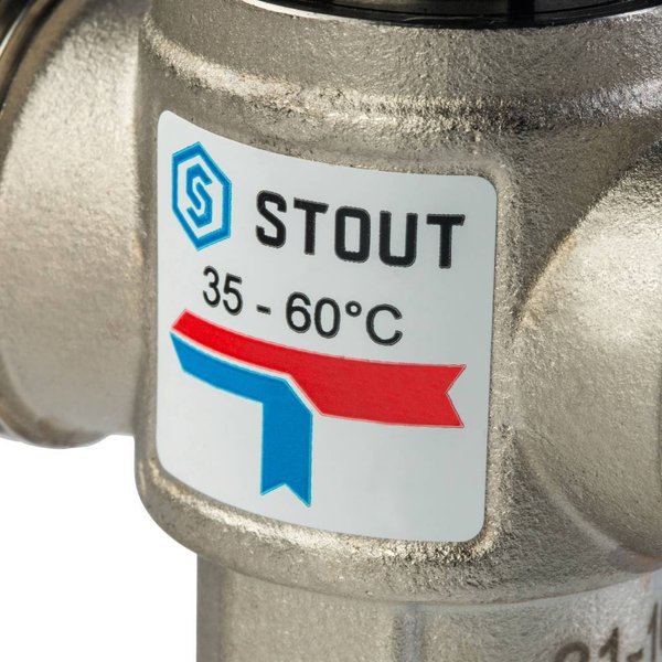 Клапан термостатический смесительный для сиcтем отопления и ГВС 1" НР 35-60°С KV 2,5 Stout