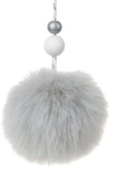 Украшение подвесное Серый шарик из меха 8x7x7см 89509