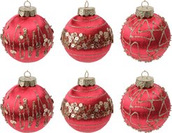 Набор шаров 6шт 8см красный, шелк, EUSYQB-0124040