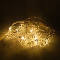 Электрогирлянда внутренняя Прищепки 2м 10LED IP20, теплый белый, на батарейках (тип АА), SYD-1624121A