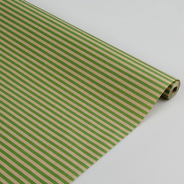 Бумага упаковочная крафт Полосы светло-зелёные 0,7х10м