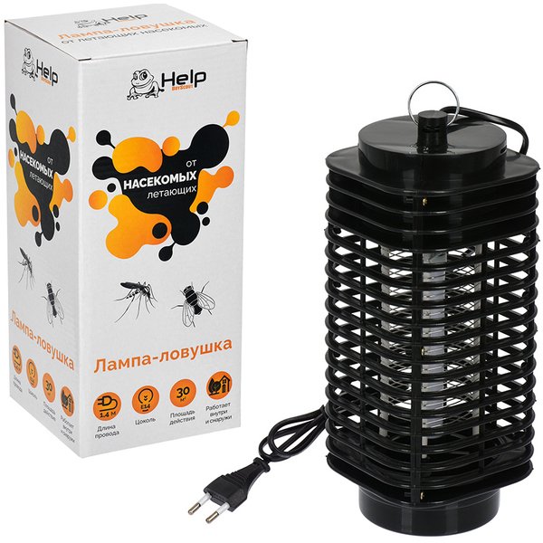 Лампа-ловушка д/уничтожения летающих насекомых HELP 220В 12x12x28см