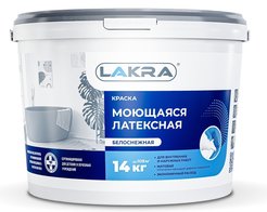 Краска интерьерная латексная моющаяся ЛАКРА Белая матовая (14кг)