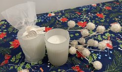 Свеча ароматизированная Abrige Floox 7х7х9,5см аромат свежий хлопок, белый, 110гр, в стеклянном стакане