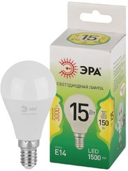 Лампочка светодиодная ЭРА GREEN LINE LED P45-15W-830-E14 GL E14 15 Вт шар теплый свет