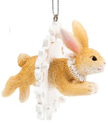 Украшение подвесное Зайчик в снежинке 7x7x7см 89358