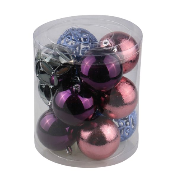Набор шаров 12шт 8см фиолетовый и бронзовый с орнаментом SY18CJHB-242