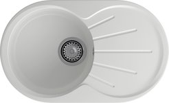 Мойка для кухни врезная GranFest GF-R750L 74,6х45,5см глубина чаши 20см, мрамор, иней, с сифоном