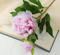 Цветок искусственный Пион дуо сиреневый 60см