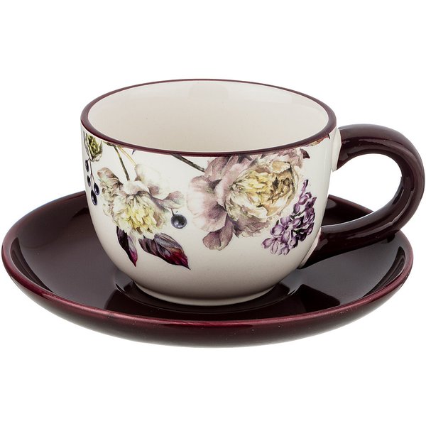 Пара чайная Agness Пурпур 220мл керамика, цветочный принт
