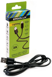 Кабель USB-Lightning 3А черный 1,2м ERGOLUX