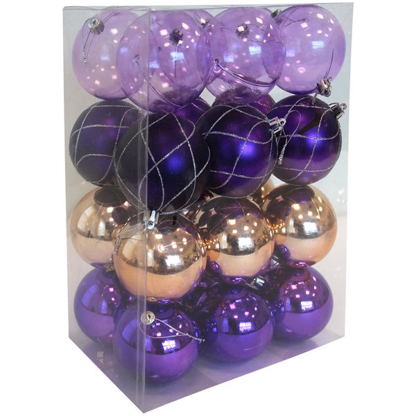 Набор шаров 24шт 8см фиолетовый и золотоSY18CJHB-304