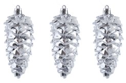 Набор украшений Шишки 3шт 11см, серебро, SYQC-0123237