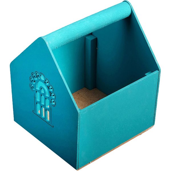 Кашпо Домик с ручкой, 145х150х177мм, пастельно-голубой, 4011191