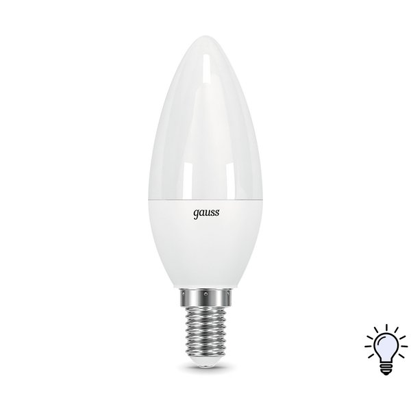 Лампа светодиодная Gauss 9.5W Е14 свеча 4100К E14 свет нейтральный белый