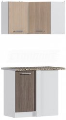 Комплект угловых шкафов Виктория Кухня Белый/Сосна Авола Шампань/Сосна Авола Коричневая (без столешницы)