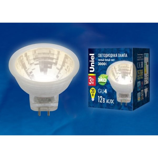 Лампа светодиодная Uniel 3Вт G4 12V 2700К свет теплый