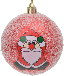 Шар с узором Дед Мороз 8см, заснеженный, красный, SYQC2-0125125