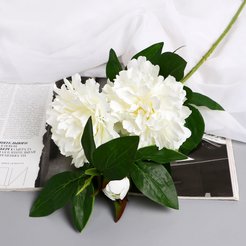 Цветок искусственный Пион снежный пик белый 61см