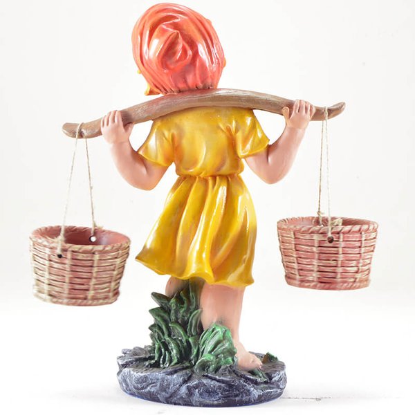 Фигура садовая Девочка с коромыслом с корзинами