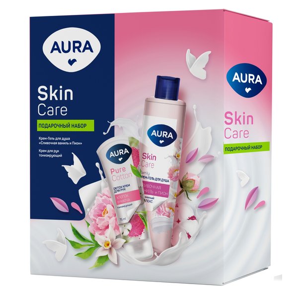 Набор подарочный Aura Skin Care Крем-гель д/душа 250мл+Крем д/рук тонизирующий detox 75мл