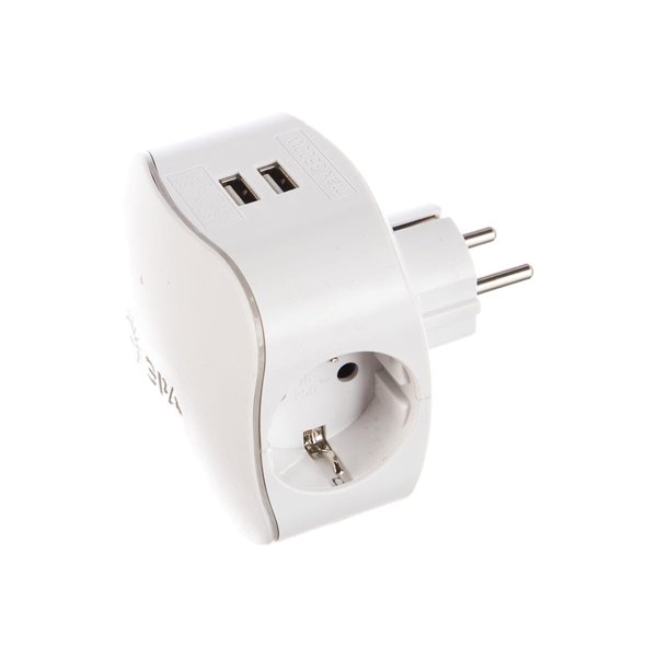 Разветвитель электрический 3 гнезда с З/К +2 USB Эра SP-3e-USB-2A белый