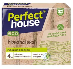 Губка д/посуды Perfect House Eco line Fibra Natural 10х6,5х3см 4шт поролон