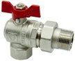 Кран латунный шаровый угловой V&G с полусгоном 1" ручка бабочка
