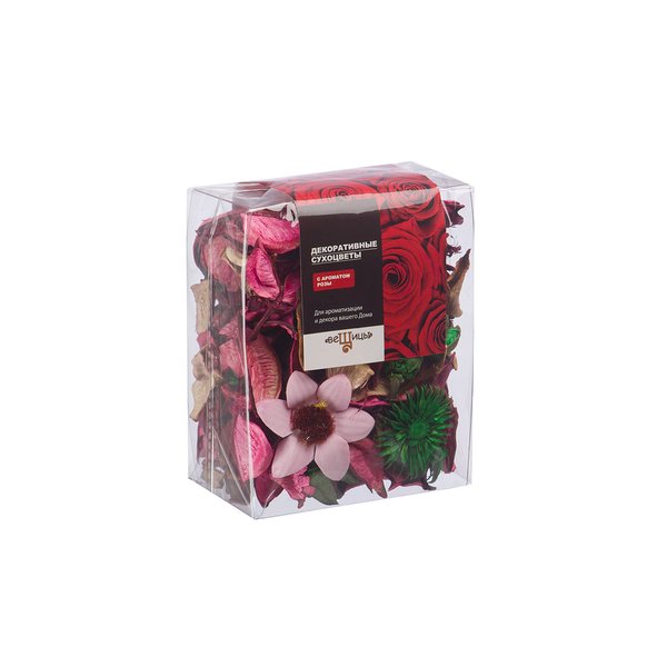 Набор сухоцветов из натуральных материалов с ароматом розы Д95 Ш60 В120, короб