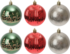 Набор шаров 6шт 8см, зеленый+шампань+красный, SYQC1-0125025