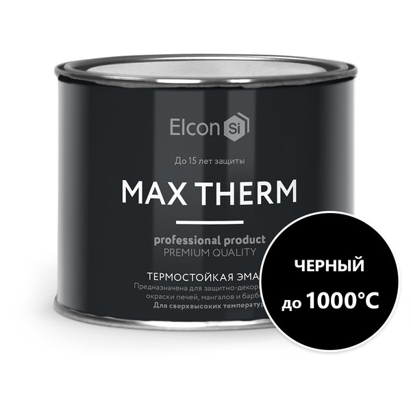 Эмаль термостойкая Elcon 1000 градусов цвет черный (0,4кг)