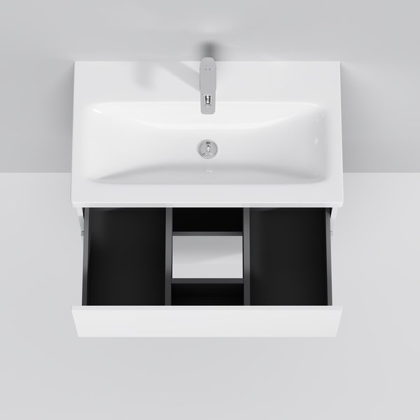 Раковина мебельная Gem керамическая 75см, встроенная, цвет:белый,глянец M90WCC0752WG