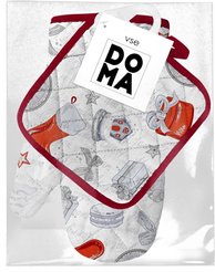 Набор из рогожки прихватка 18х18, рукавица 18х28 Vse DOMA Время чудес