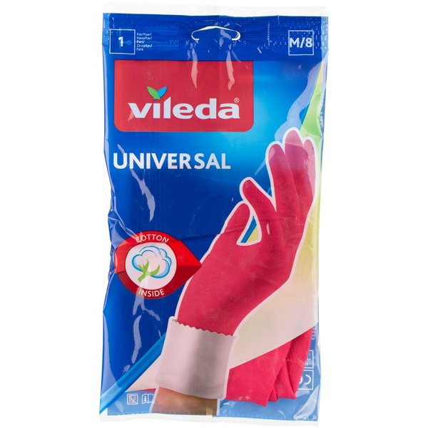 Перчатки латексные Vileda Universal M х/б напыление